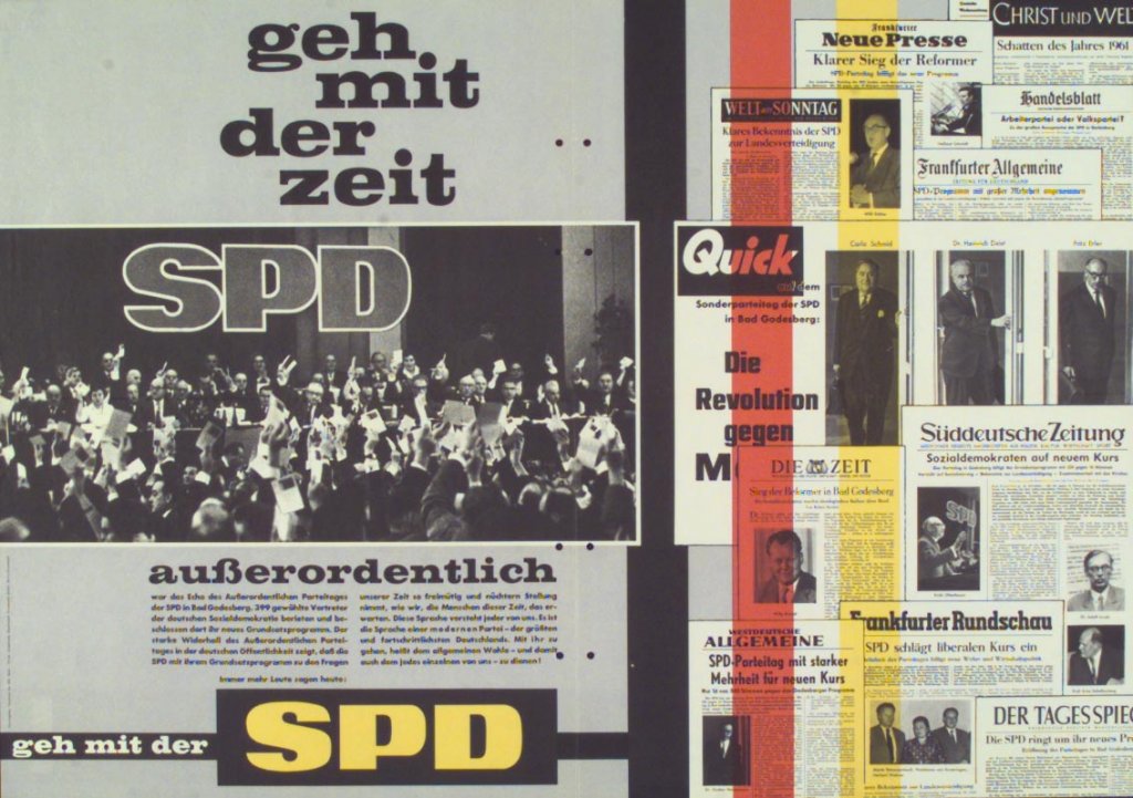Foto: SPD-Flugblatt mit Reaktionen der Presse auf das Godesberger Programm