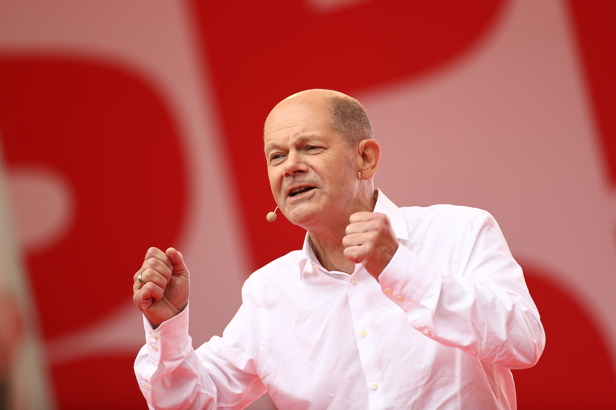 Foto: Olaf Scholz bei der Endspurtkundgebung in Köln