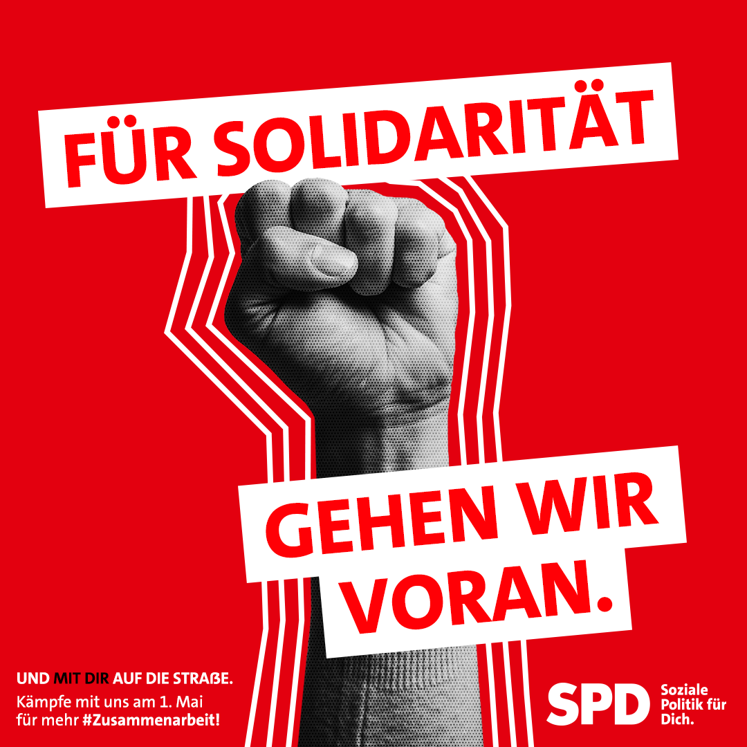 Grafik: Für Solidarität gehen wir voran. Und mit Dir auf die Straße.