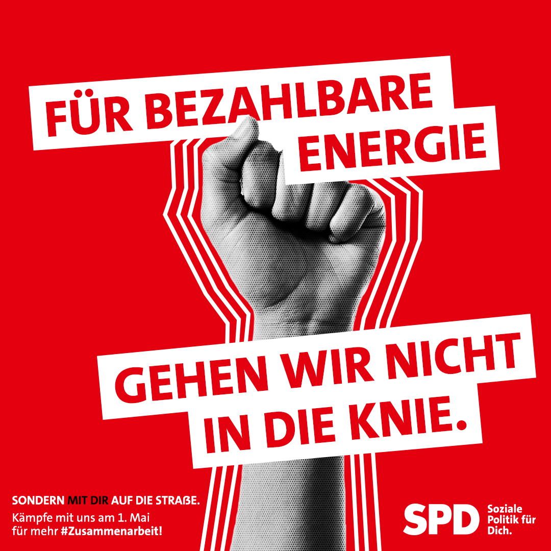 Grafik: Für bezahlbare Energie gegen wir nicht in die Knie. Sondern mit Dir auf die Straße.