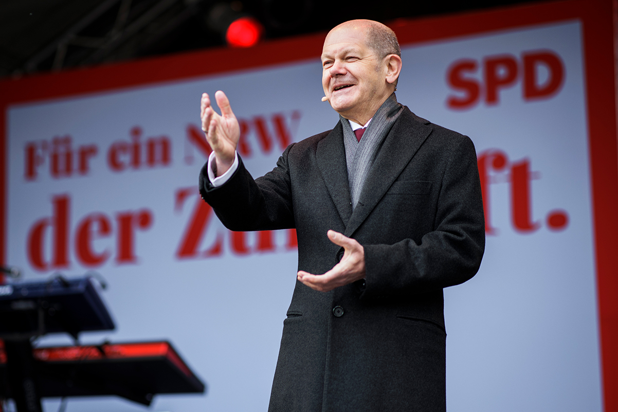 Foto: Olaf Scholz beim Wahlkampfauftakt der SRW-SPD in Essen