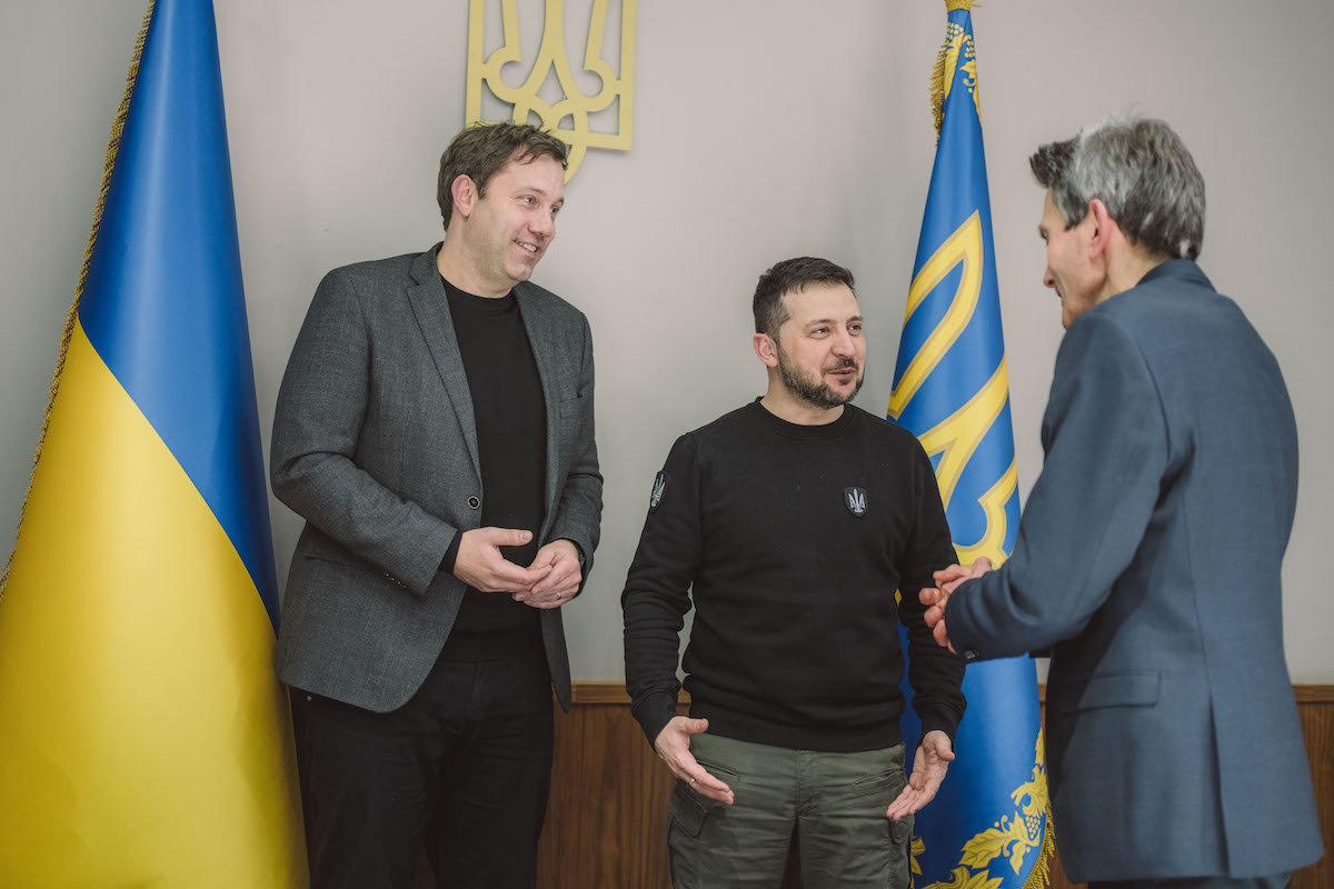 Foto: Lars Klingbeil und Rolf Mützenich treffen Wolodymyr Selenskyj (M.)