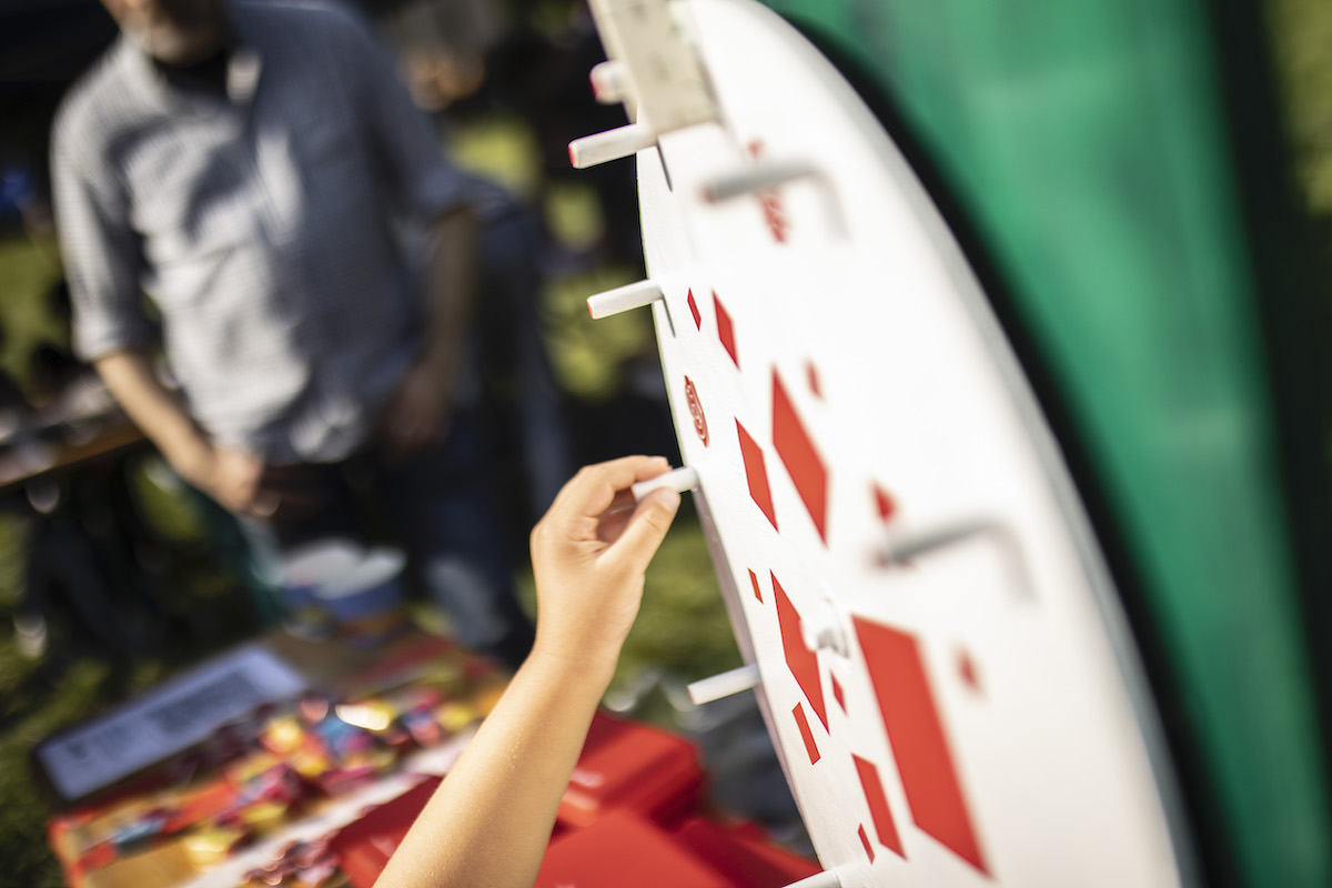 Foto: SPD-Glücksrad bei Wahlkampfkundgebung in Leipzig