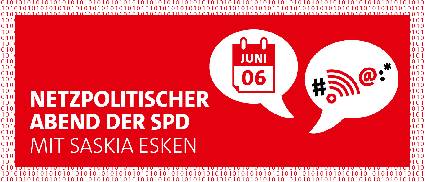 Banner: Netzpolitischer Abend der SPD mit Saskia Esken