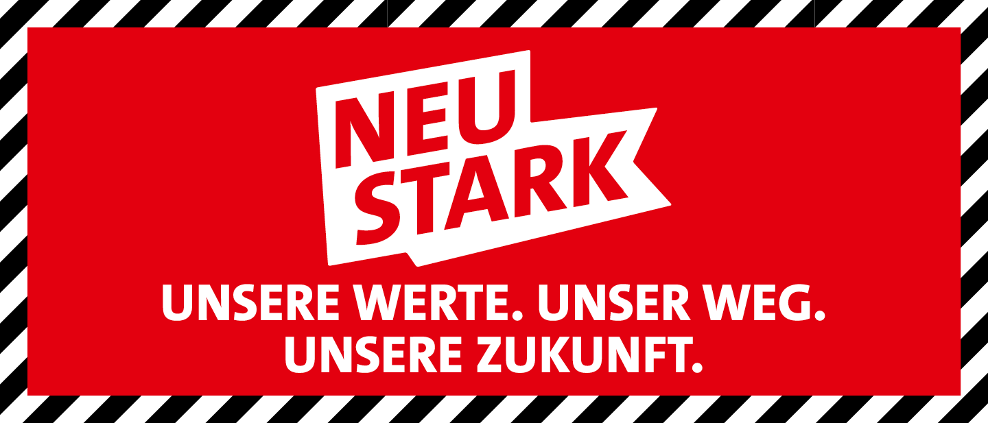 Grafik: Neustark: Unsere Werte. Unser Weg. Unsere Zukunft.