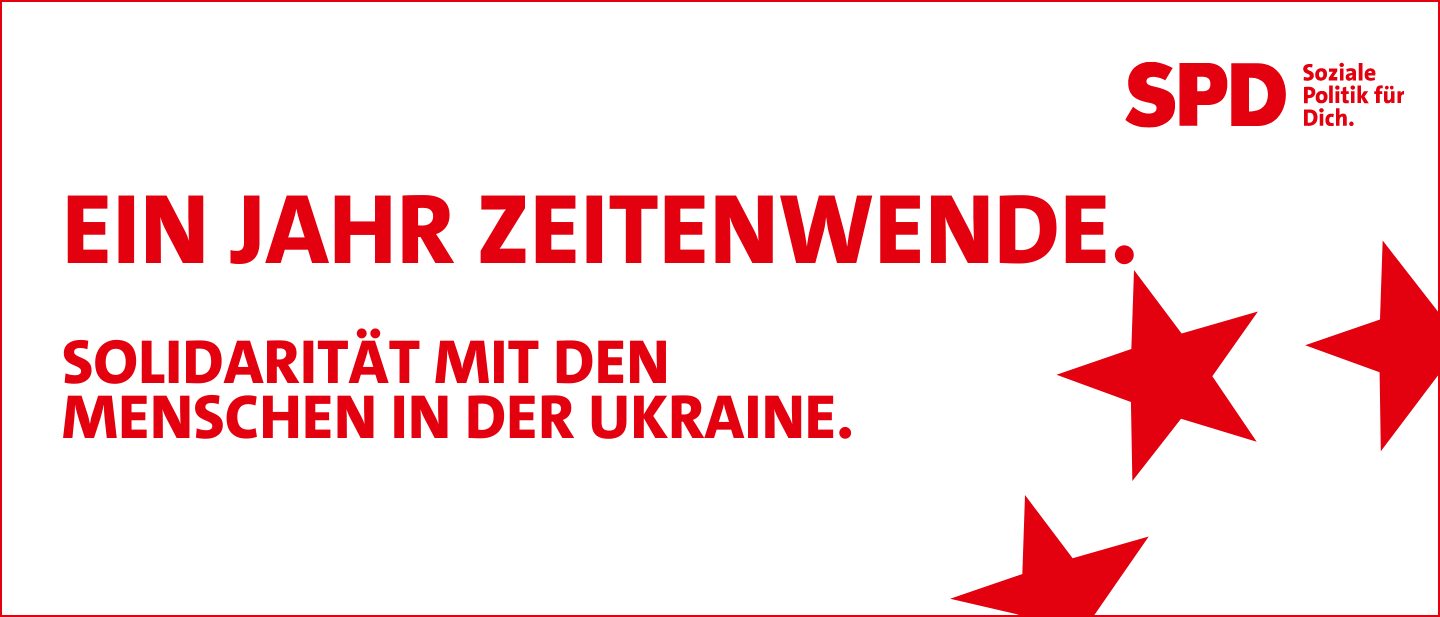 Grafik: Ein Jahr Zeitenwende. Solidarität mit den Menschen in der Ukraine.