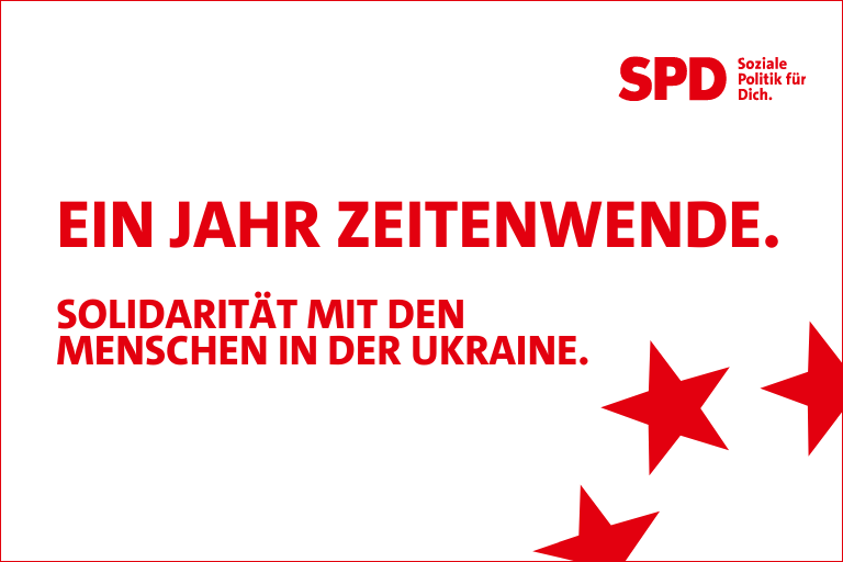 Grafik: Ein Jahr Zeitenwende. Solidarität mit den Menschen in der Ukraine.