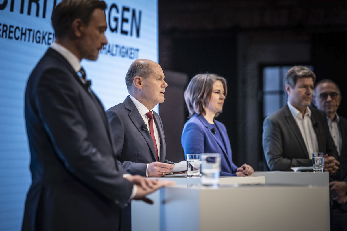 Foto: Christian Lindner, Olaf Scholz, Annlena Baerbock, Robert Habeck und Norbert Walter-Borjans