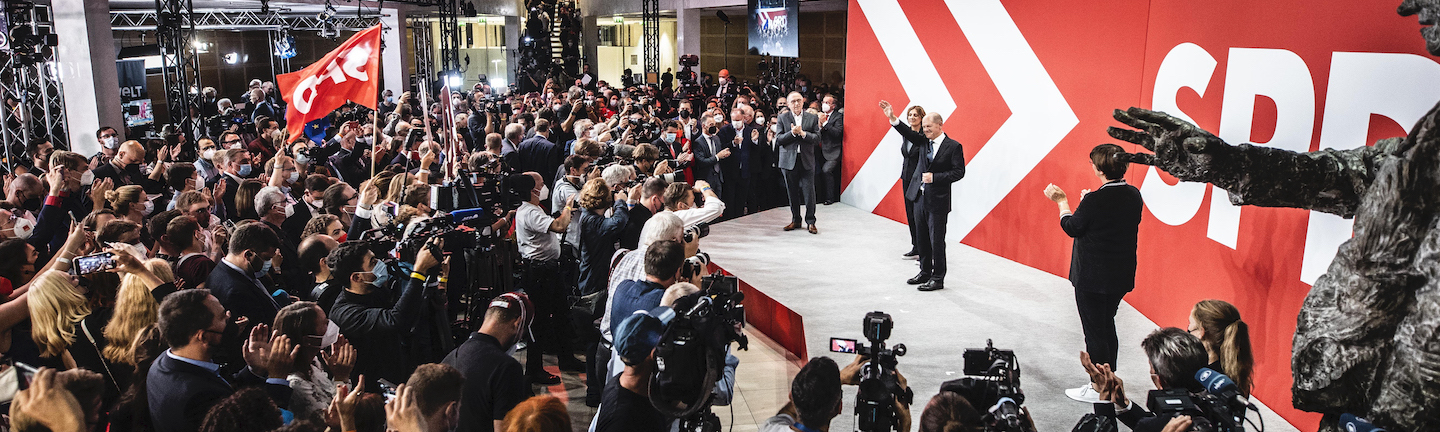 Foto: Wahlabend im Atrium des Willy-Brandt-Hauses