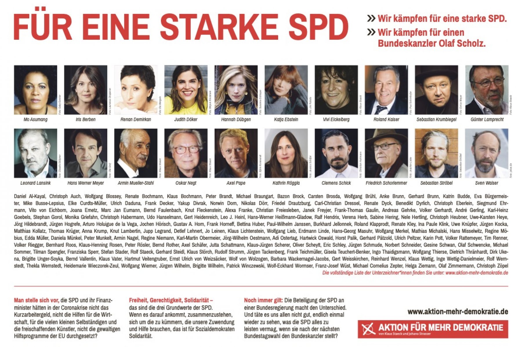 Zeitungsanzeige: Für eine starke SPD