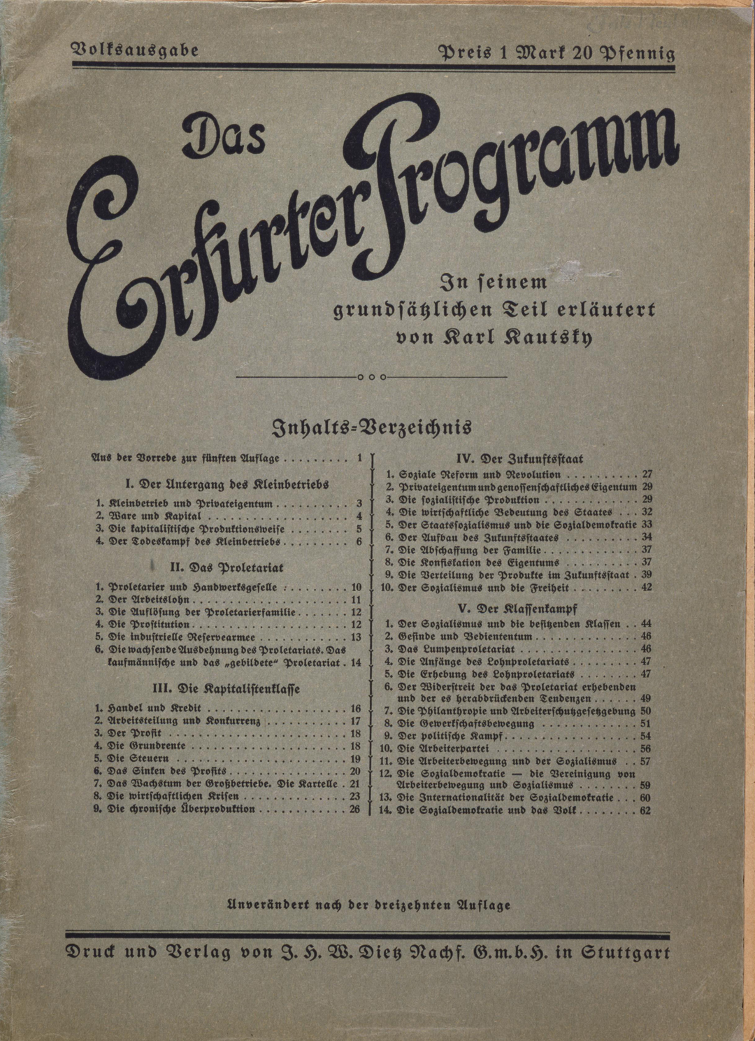 Deckblatt des Erfurter Programms von 1891