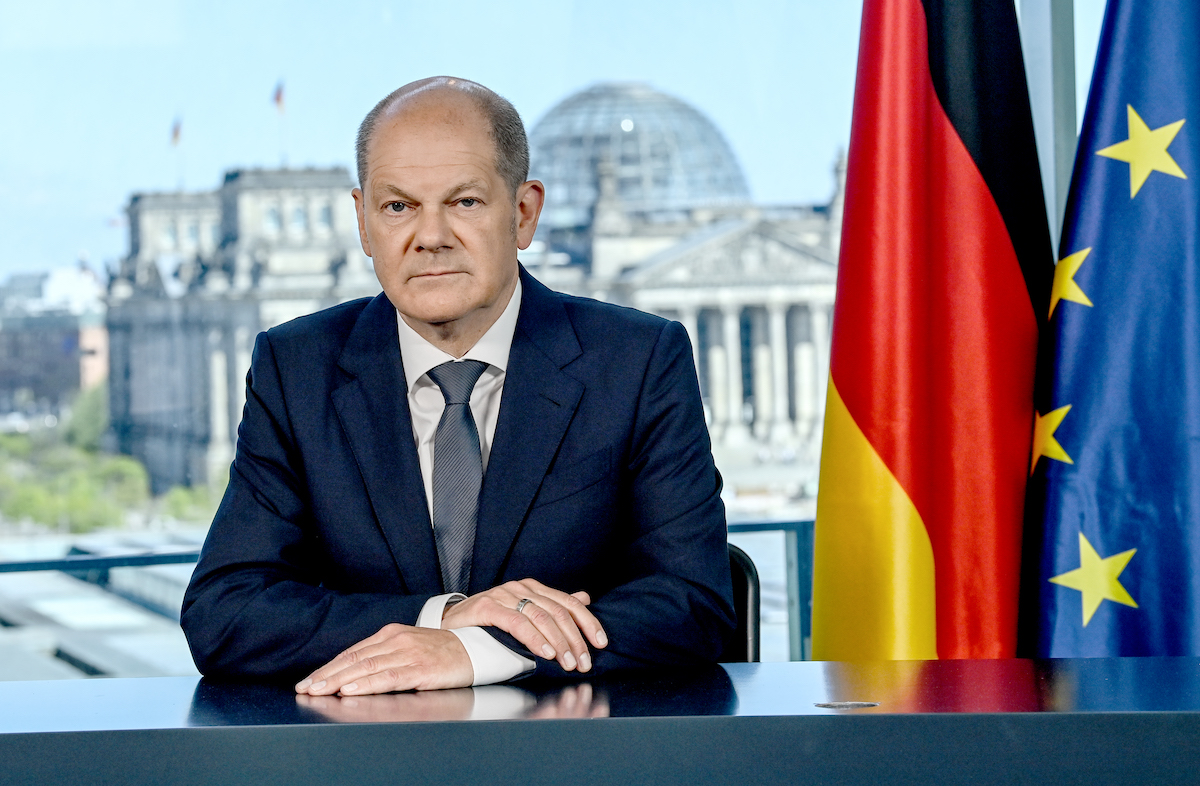 Foto: Olaf Scholz hält eine Fernsehansprache an die Nation zum Krieg in der Ukraine