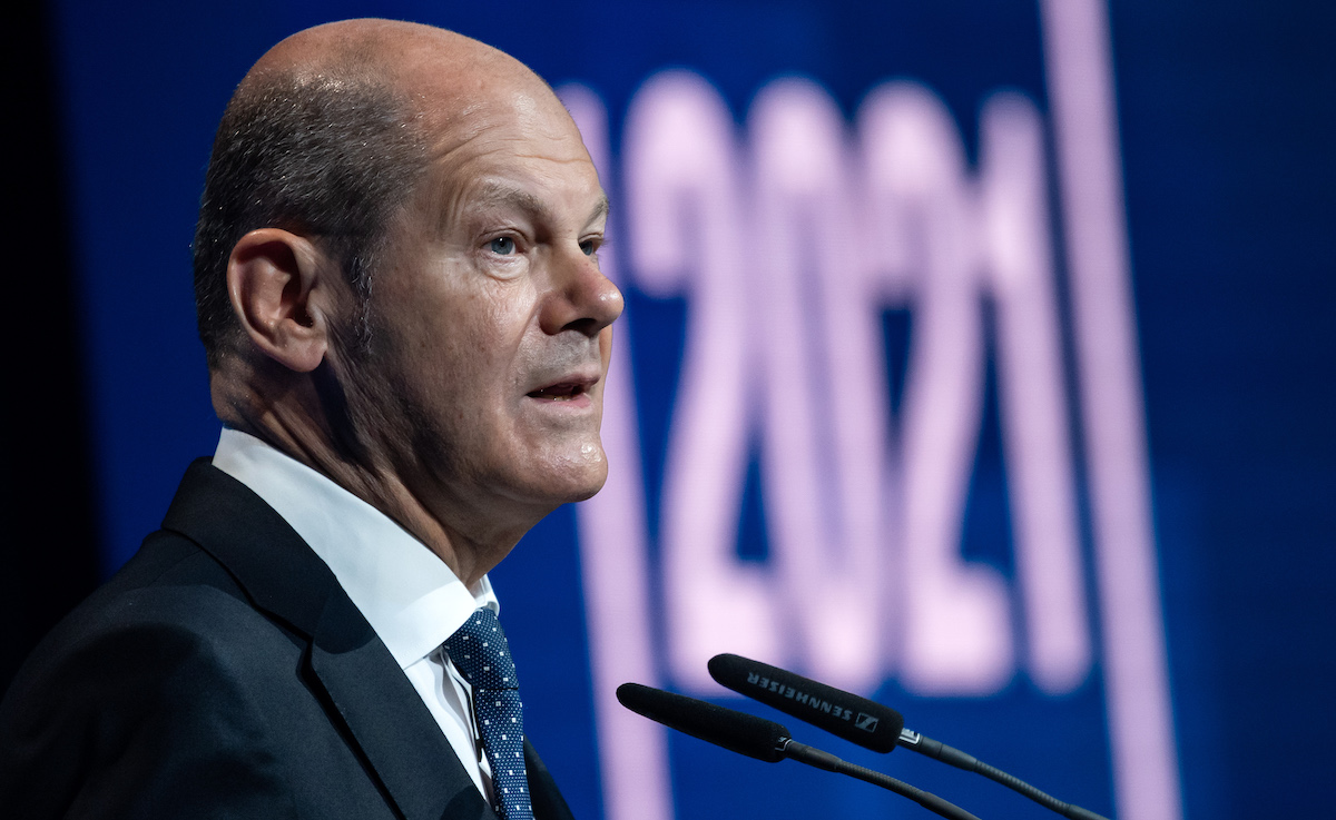 Foto: Olaf Scholz spricht beim Tag der deutschen Industrie des Bundesverbandes der Deutschen Industrie (BDI)