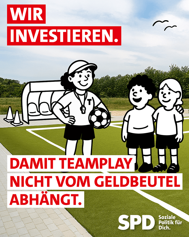 Sport-Motiv: Wir investieren. Damit Teamplay nicht vom Geldbeutel abhängt.