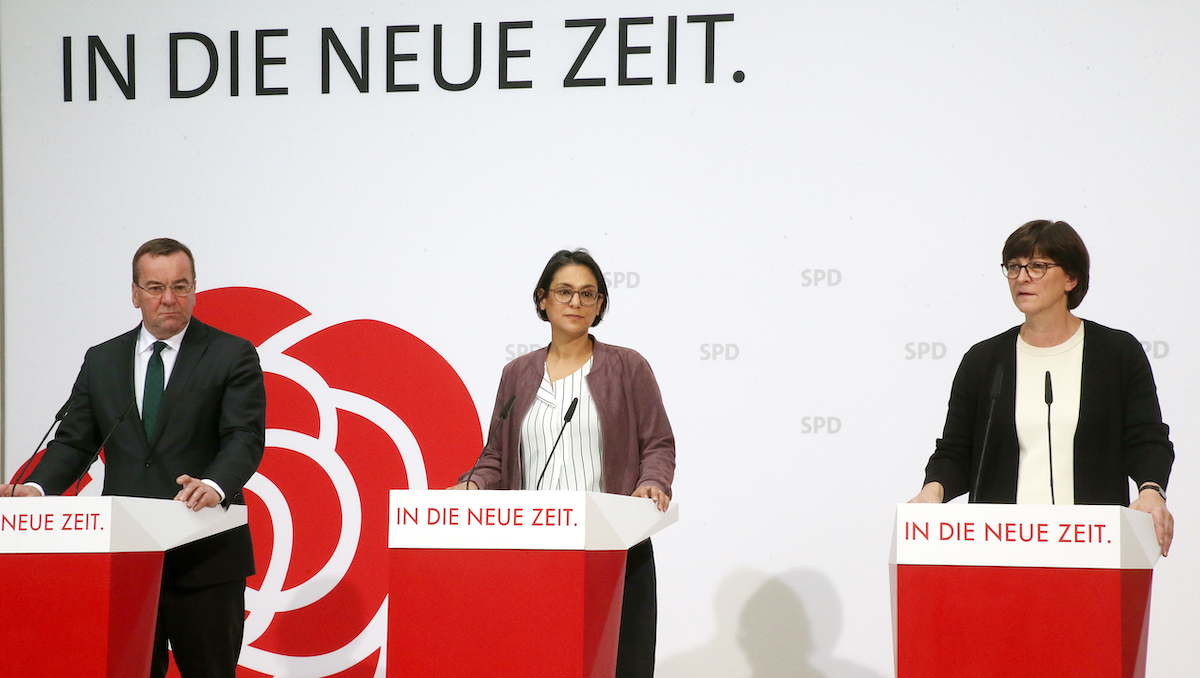 Foto: Pressekonferenz mit Boris Pistorius, Serpil Midyatli und Saskia Esken