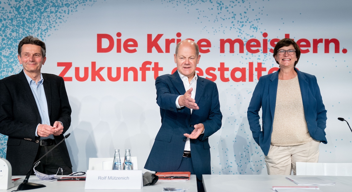 Foto: Rolf Mützenich, Olaf Scholz und Saskia Esken