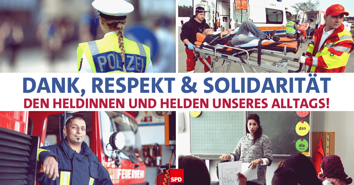 Symbolfoto: Dank, Respekt und Solidarität den Heldinnen und Helden unseres Alltags