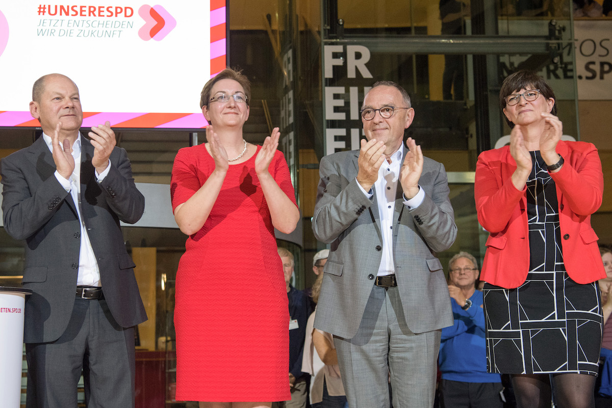 Foto: Olaf Scholz,Klara Geywitz, Norbert Walter-Borjans und Sakia Esken