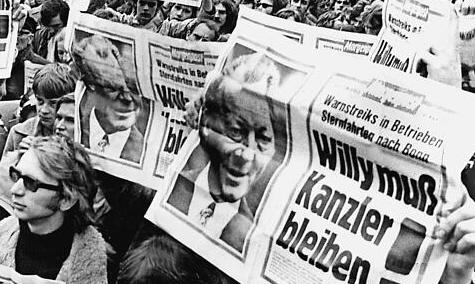 Foto: Demo für Willy Brandt vor der Bundestagswahl 1972 in Hamburg