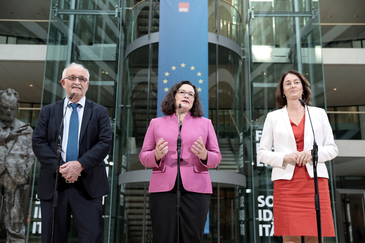 Foto: Udo Bullmann, Andrea Nahles und Katarina Barley