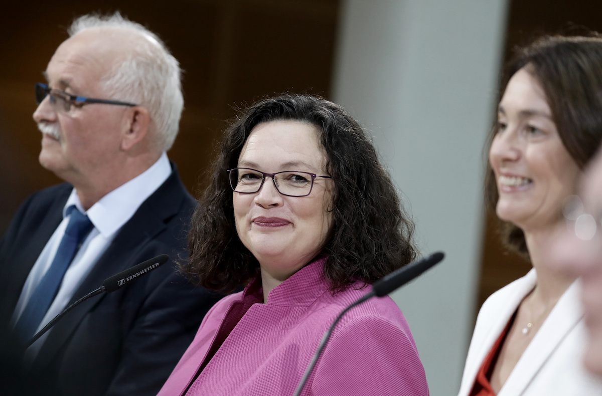 Foto: Udo Bullmann, Andrea Nahles und Katarina Barley