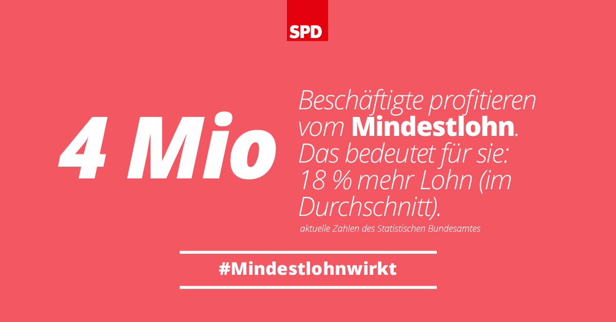 Grafik: 4 Mio Beschäftigte profitieren vom Mindesltohn. Das bedeutet für sie: 18 % mehr Lohn (im Durchschnitt)