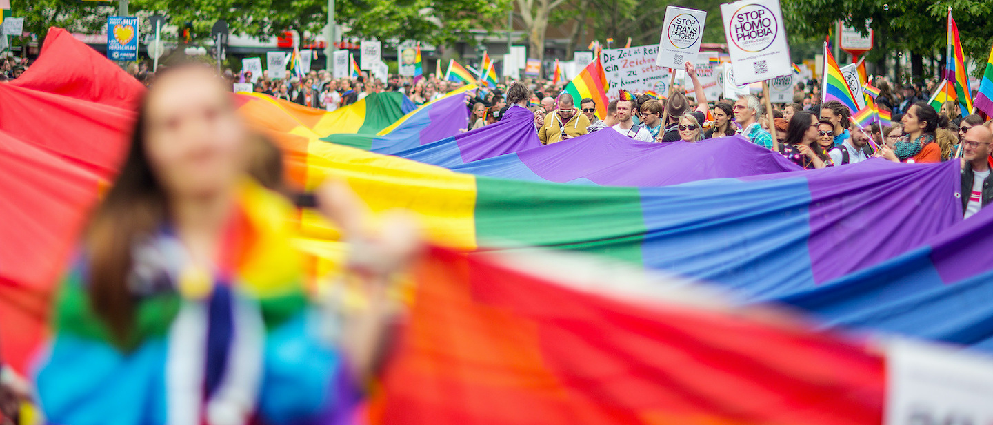 dpa Foto: Tausende demonstrieren anlässlich des internationalen Tages gegen Homophobie und Transphobie 2014 in Berlin