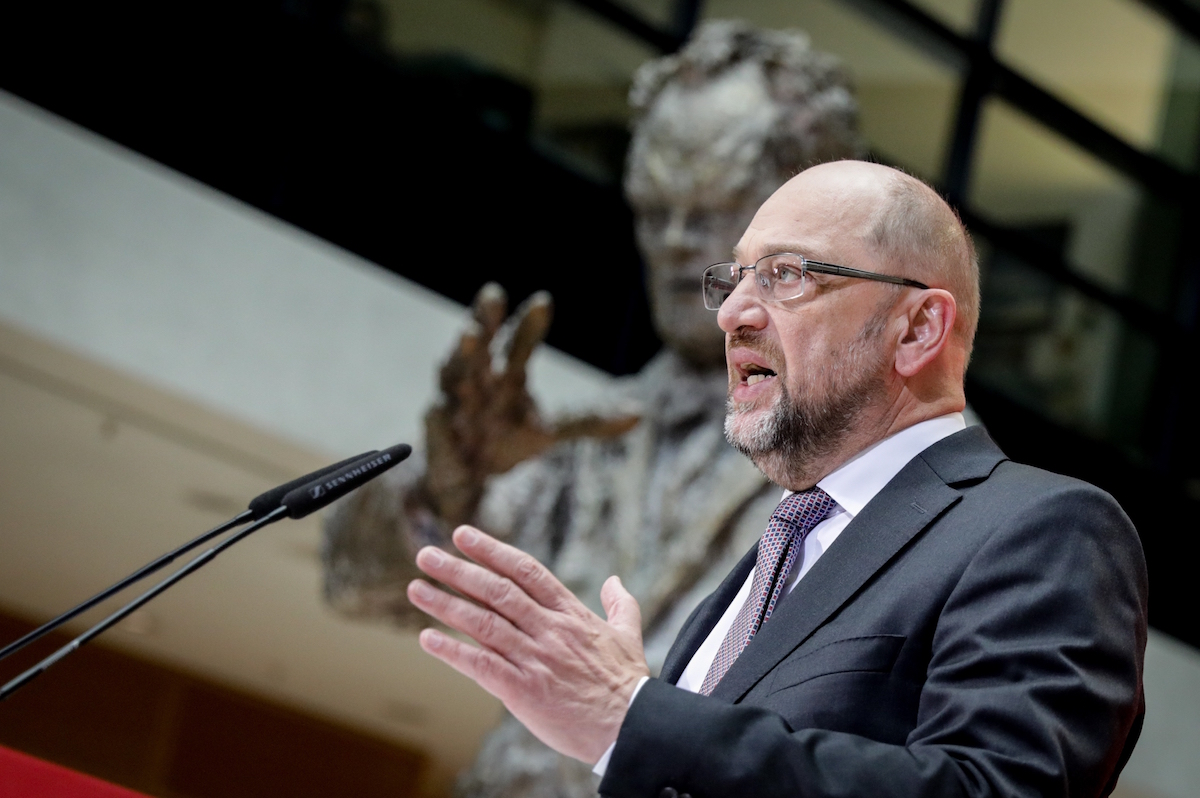 Foto: Martin Schulz spricht im Willy-Brandt-Haus