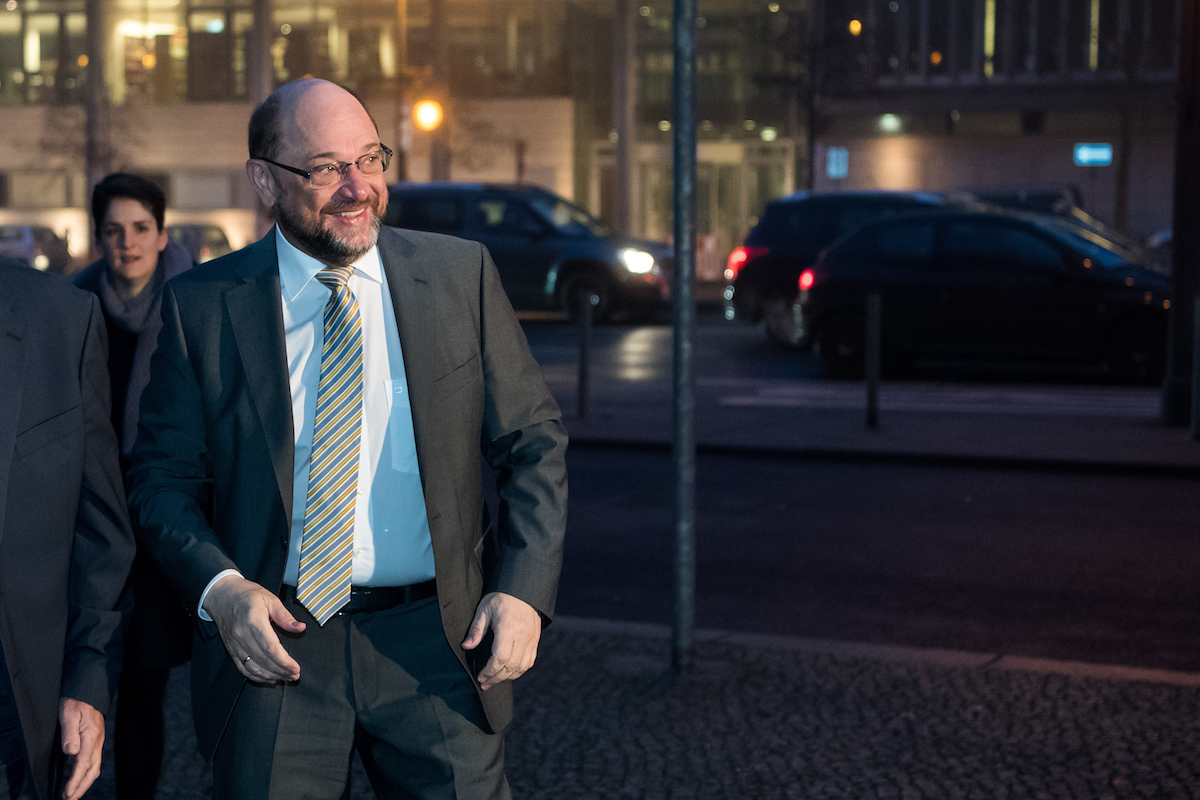 Foto: Martin Schulz trifft am Konrad-Adenauer-Haus ein