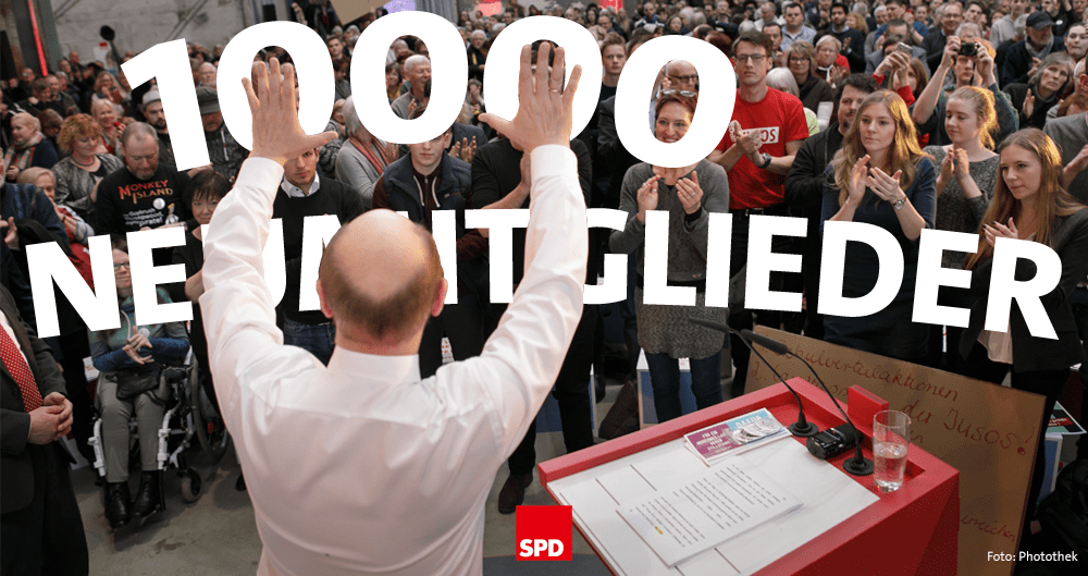 Foto mit Martin Schulz zu 10.000 Neumitglieder