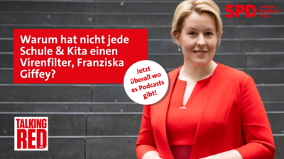 Collage: Franziska Giffey im The Talking Red Podcast