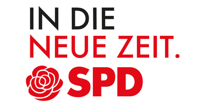 SPD-Logo mit Claim "In die neue Zeit"