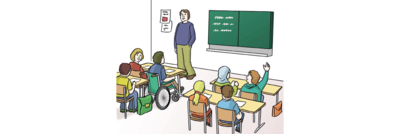 Bild zeigt junge Menschen in einer Schule