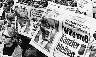 Foto: Demo für Willy Brandt vor der Bundestagswahl 1972 in Hamburg