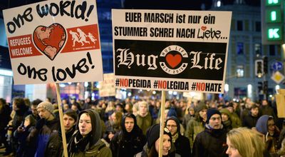 Foto: Protest gegen die rechtsradikale Legida-Bewegung in Leipzig